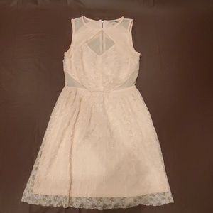 Baby pink lace mini dress